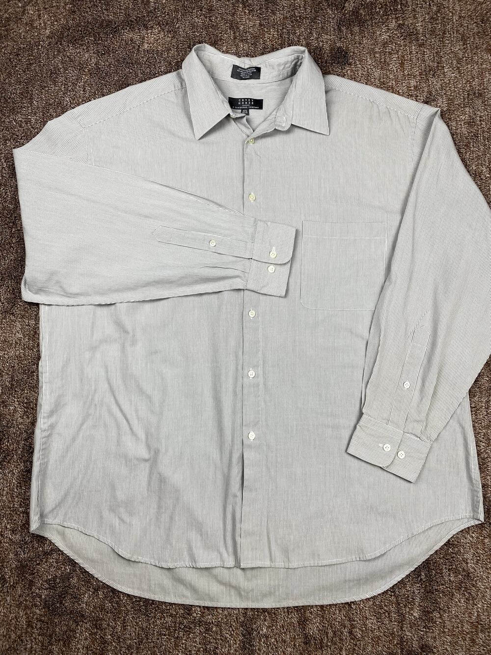 Vintage Crazy Horse Mens Button Down Shirt 2XL Gray White Micro Stripe